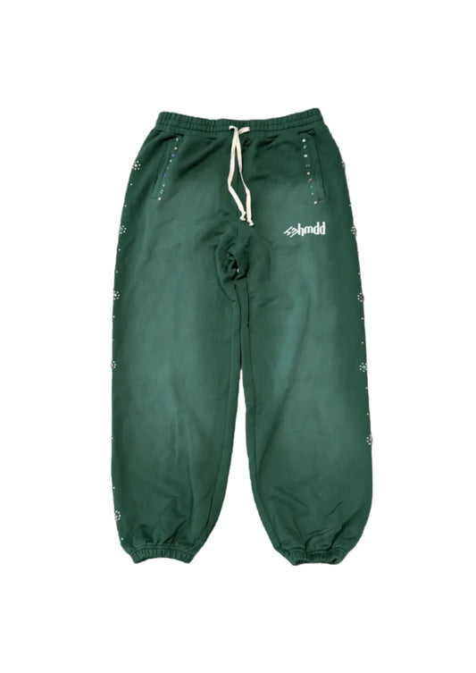 HMDD GREEN STUDDED SCRUNCH SWEATS
